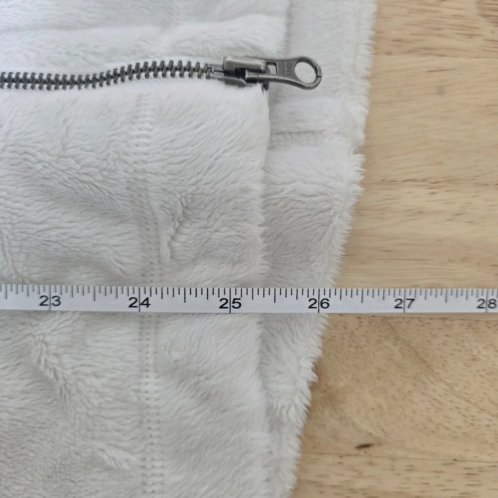 Athleta Womens White Fleece Full‎ Zip Jacket Cozy Funnel Neck Size M